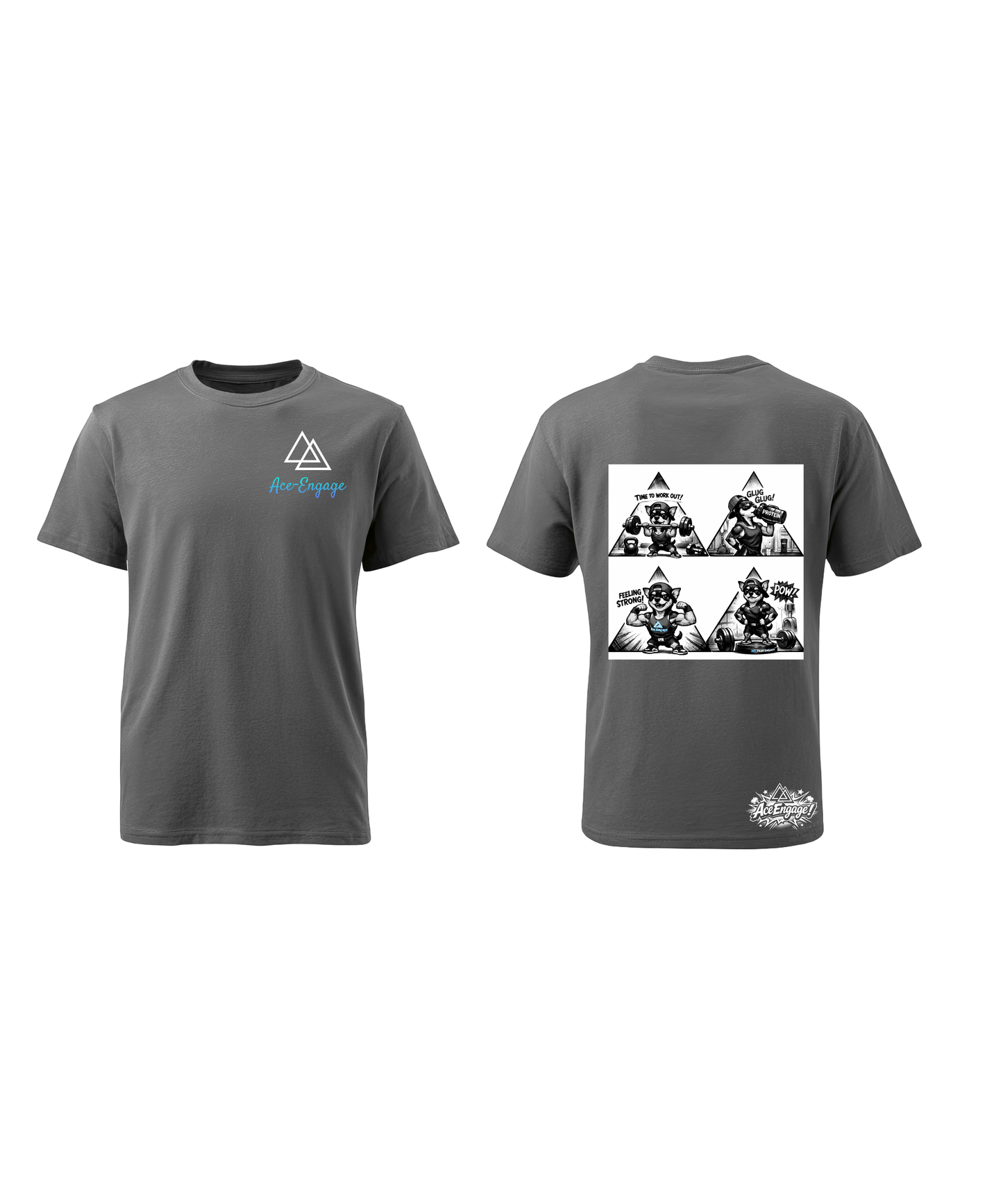 AceEngage Grey Comic Graphic Tshirt