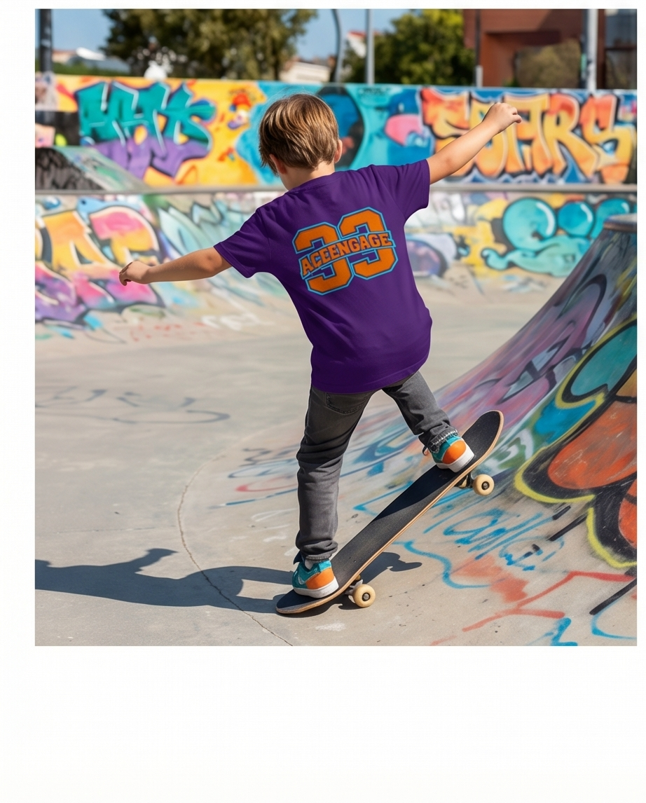 Kids AceEngage #33 Varsity Skate Tee