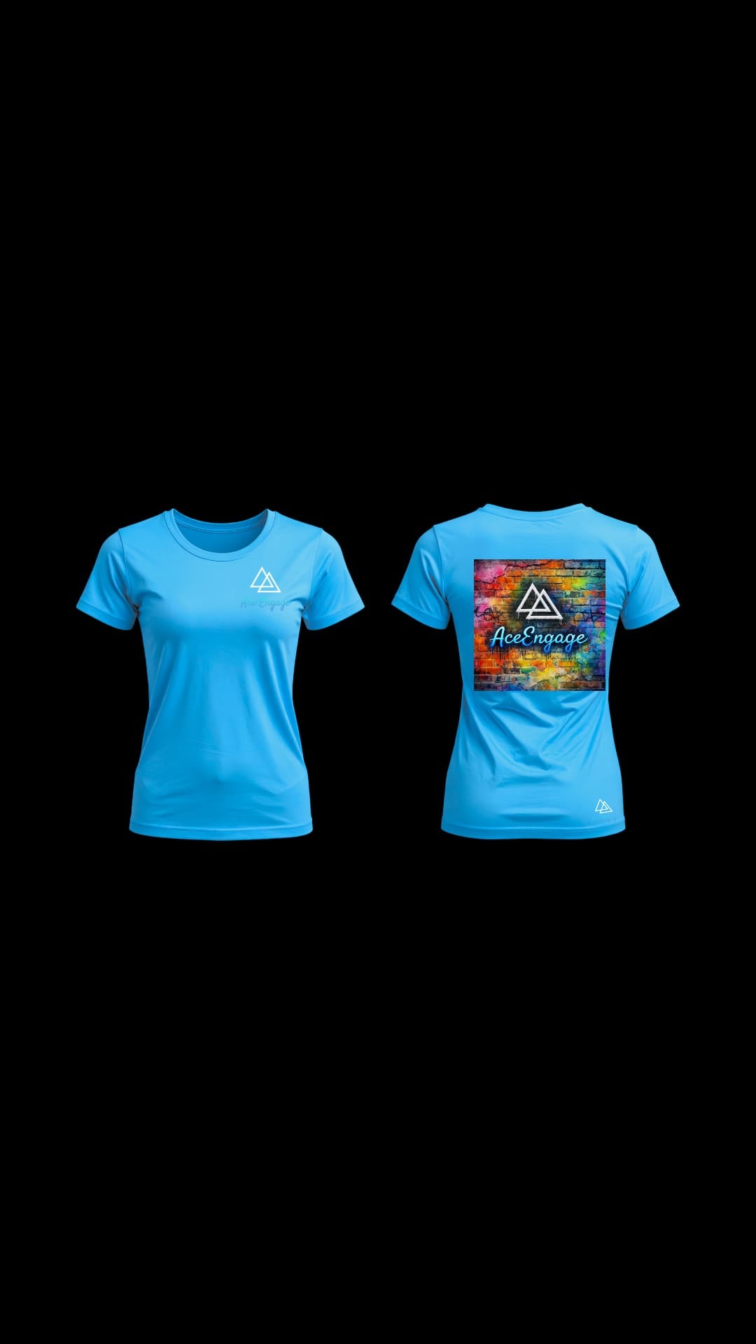 AceEngage Women's Graphic Tee – Sky Blue