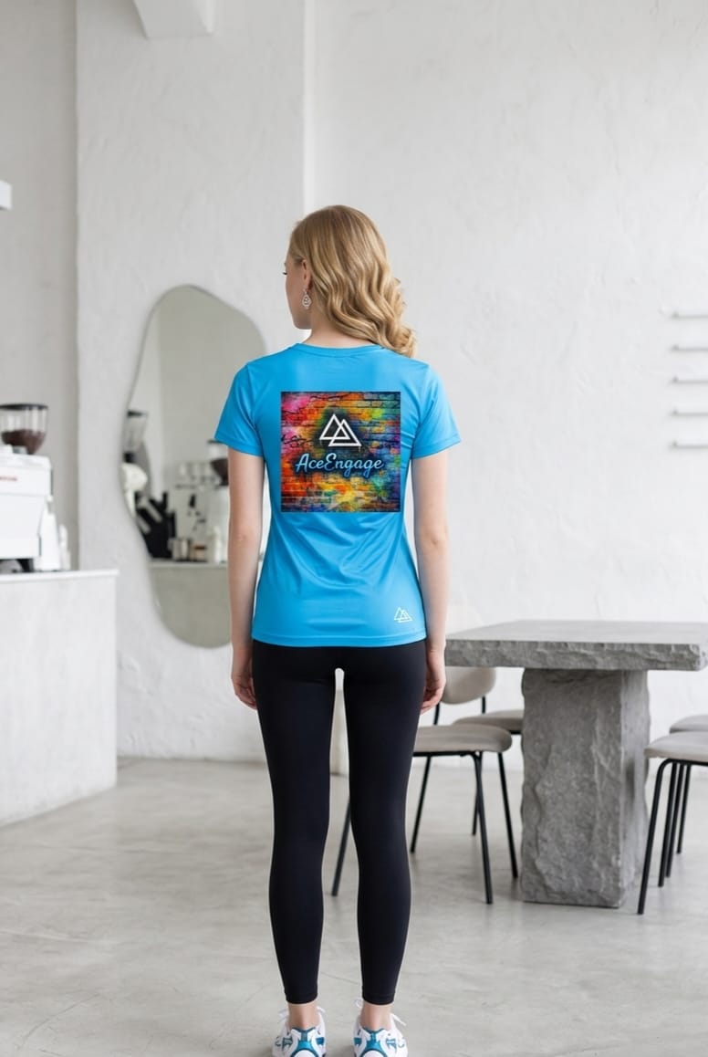 AceEngage Women's Graphic Tee – Sky Blue