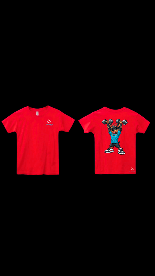 AceEngage Kids' Strong Dog Graphic Tee – Red